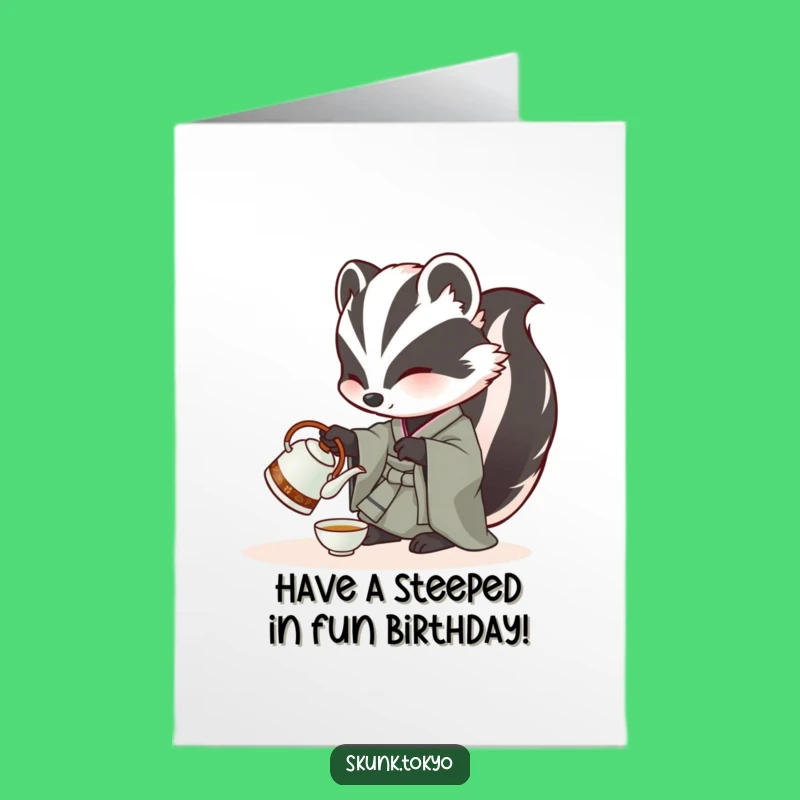 Free Printable Funny Skunk Tea Party Birthday Card - Charming Downloadable Gift
