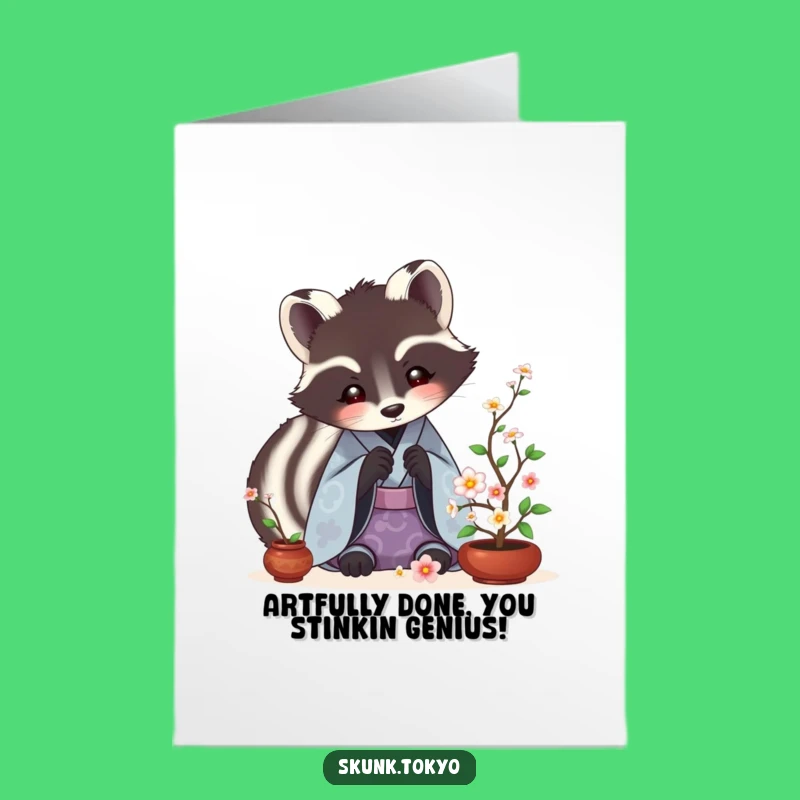 Free Printable Skunk Ikebana Congratulations Card funny downloadable gift for achievers