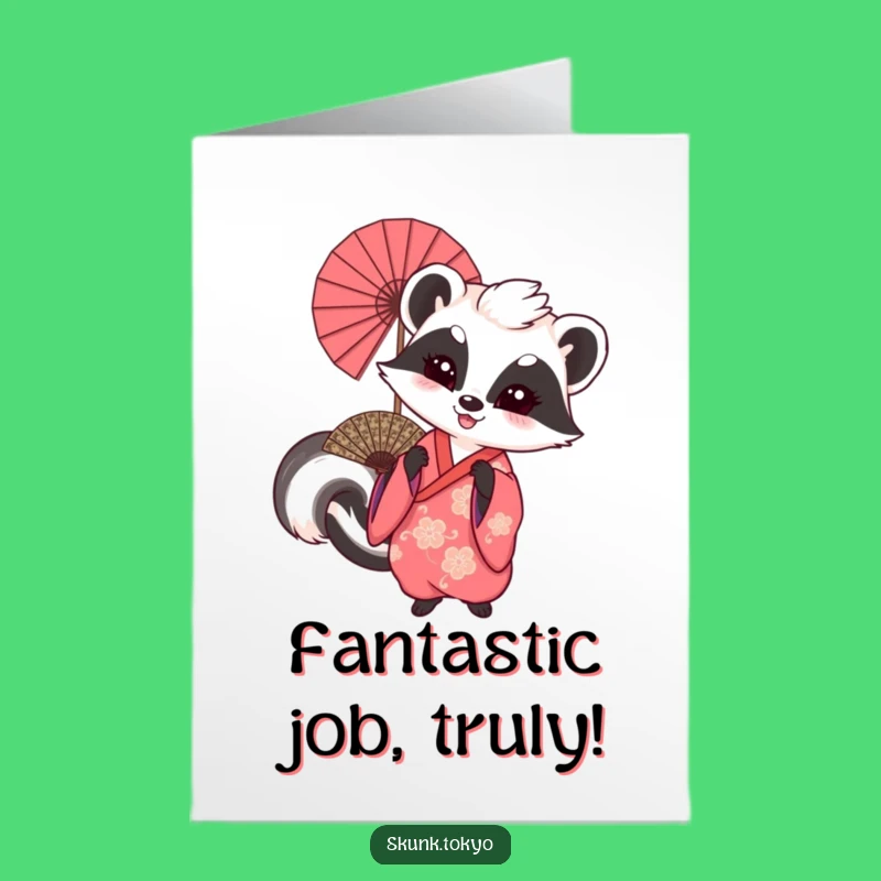 Free Printable Congrats Card: Skunk Kimono Fan Celebration Humorous Gift