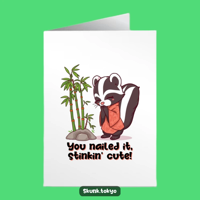 Free Printable Skunk Kimono Congratulations Card funny downloadable gift for any occasion