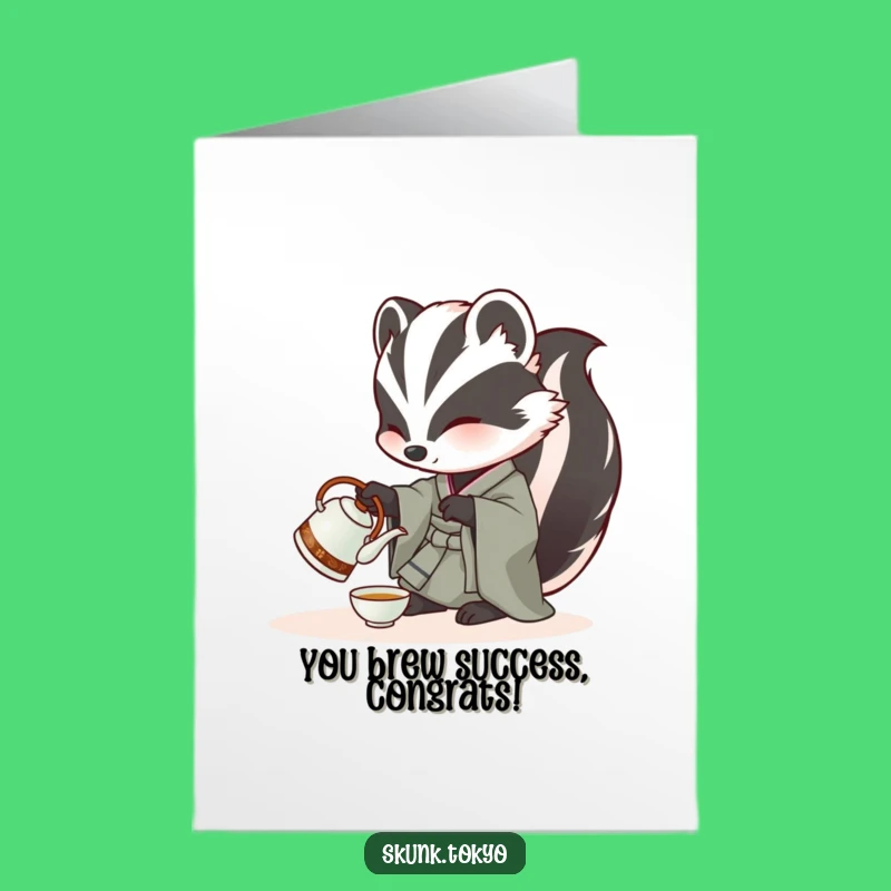 Free Printable Funny Skunk Tea Congrats Card - Elegant Downloadable Celebration