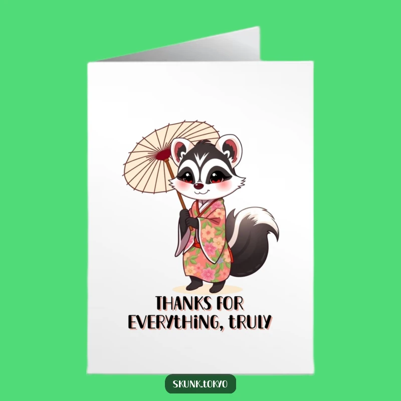 Free Printable Funny Skunk Kimono Thank You Card - Graceful & Hilarious Gratitude