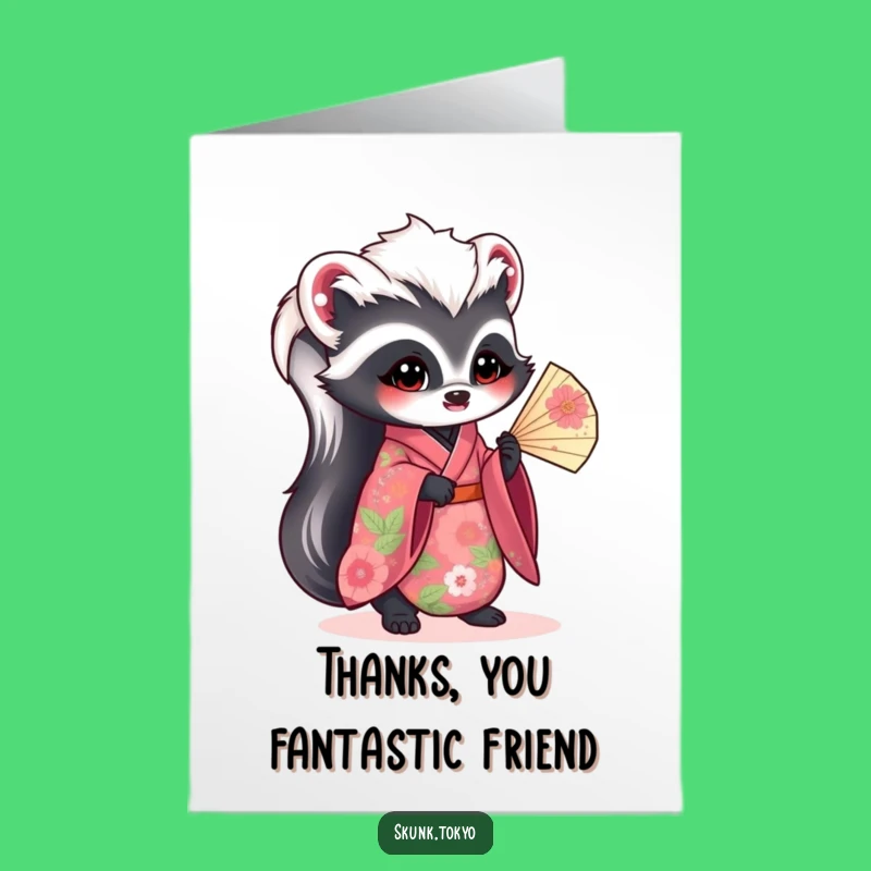 Free Printable Thank You Card: Chic Kawaii Skunk Fan - Classy Downloadable Gratitude!
