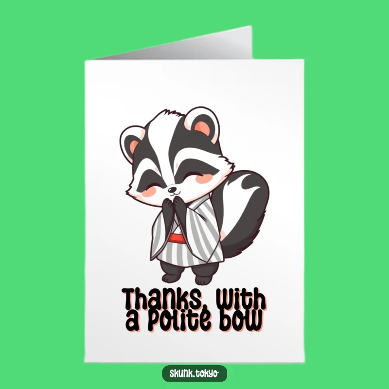 Free Printable Thank You Card: Gracious Kawaii Skunk Bow - Sweet Downloadable Gratitude!