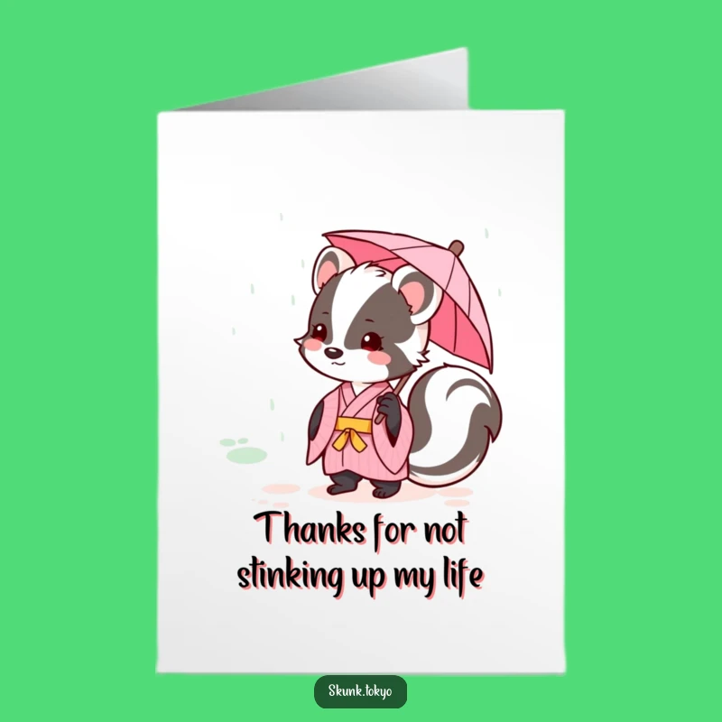 Free Printable Thank You Card: Adorable Skunk Kimono Expressing Gratitude Simply