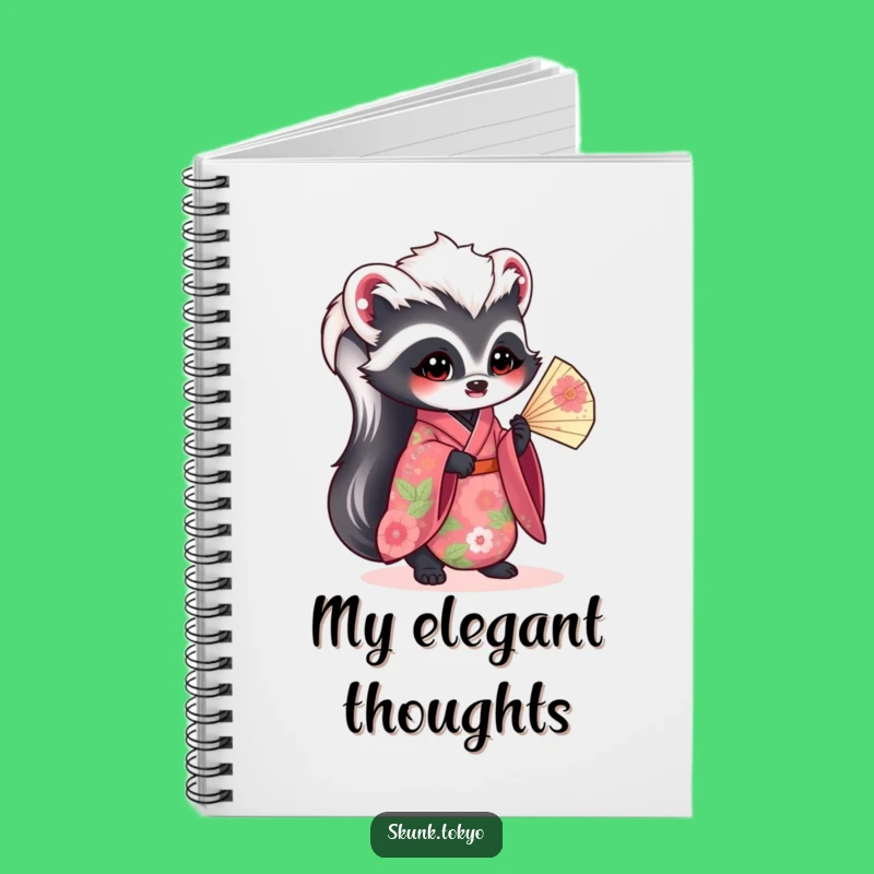 Funny Kawaii Skunk Notebook: Floral Kimono Journal, Humorous Gift for Notes