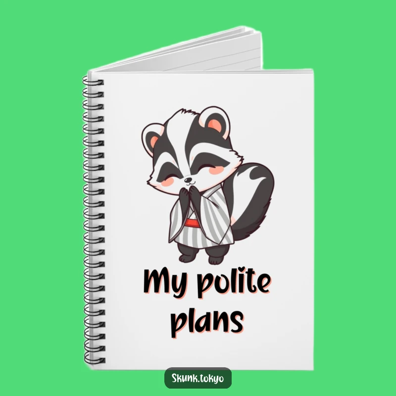 Funny Kawaii Skunk Notebook: Polite Greetings Journal, Striped Kimono Style