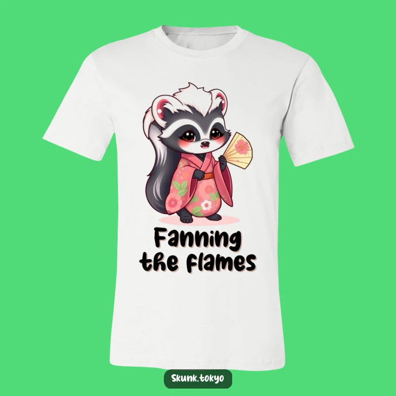 Funny Kawaii Skunk T-Shirt: Vibrant Floral Kimono Fashion, Humorous Gift