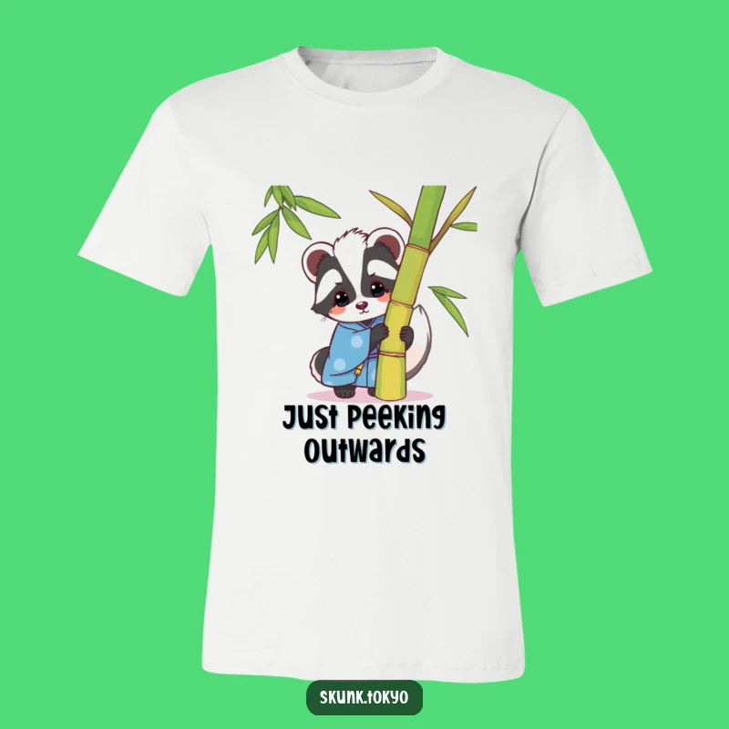 Funny Kawaii Skunk T-Shirt: Playful Peek, Blue Kimono Style, Humorous Gift
