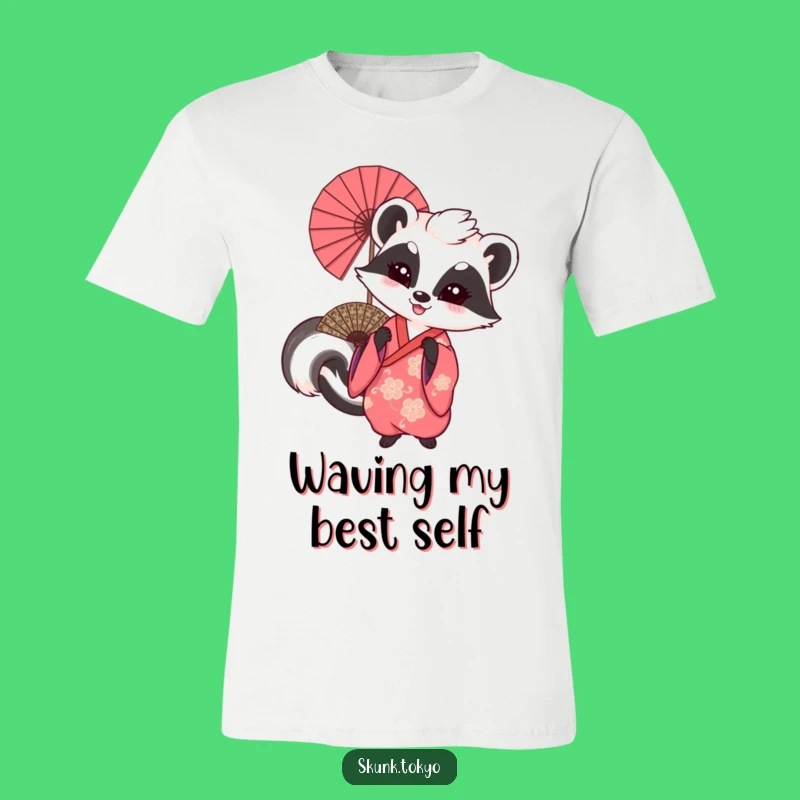 Funny Skunk Fan Dancer T-Shirt: Playful & Hilarious Kimono Tee Gift