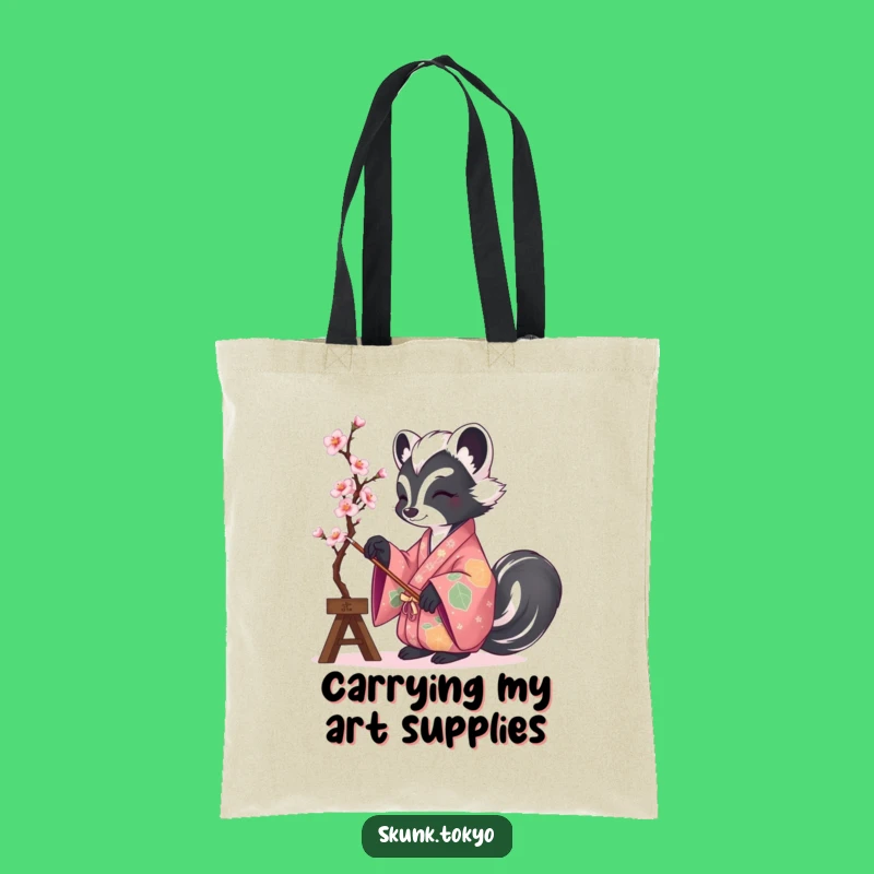 Funny Skunk Kimono Painter Tote Bag: Stylish & Hilarious Carry-All for Art Supplies