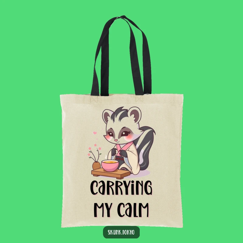Funny Kawaii Skunk Tote Bag: Tea Ceremony Style, Practical Humorous Gift