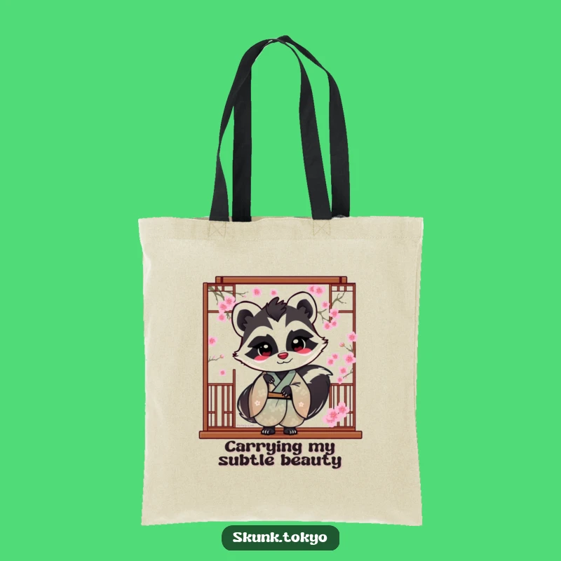 Funny Skunk Blossom Tote Bag: Playful Peek Kimono Accessory