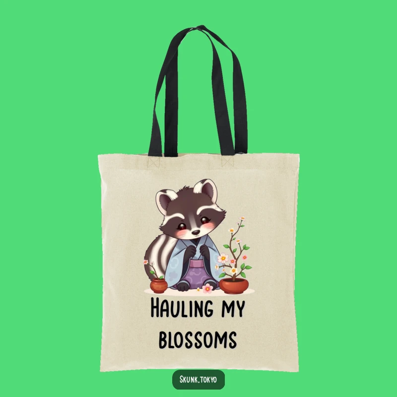 Funny Skunk Ikebana Tote Bag: Artistic Kimono Skunk Bag, Practical Funny Gift