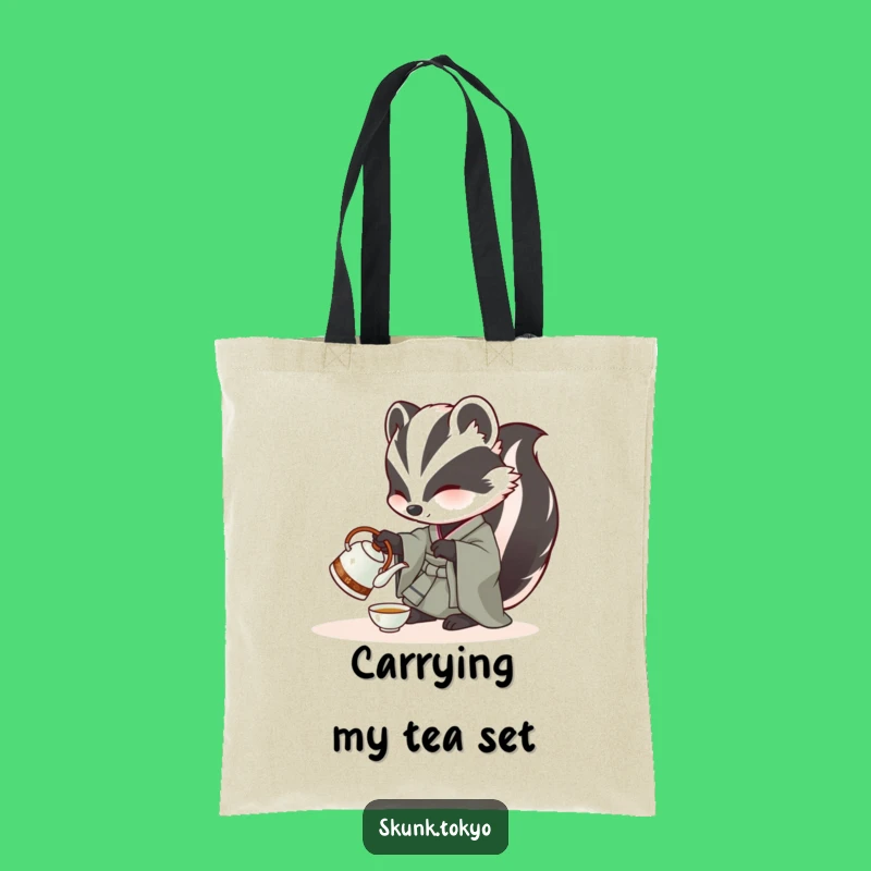 Funny Skunk Tea Time Tote Bag: Elegant Kimono Accessory